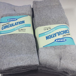 Diabetic Socks CREW Gray 6 Pair Sz 9-11 Non Bind